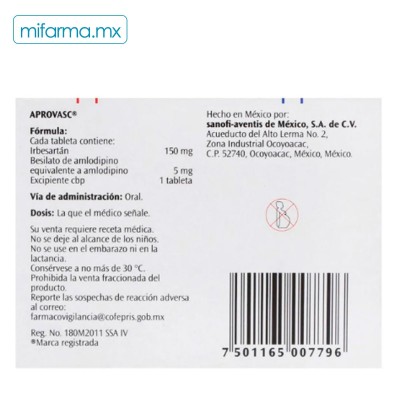 Aprovasc 150 5mg - Mi Farma