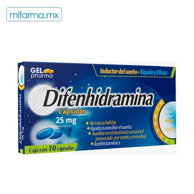 Difenhidramina 25 mg 10 Cápsulas - Mi Farma