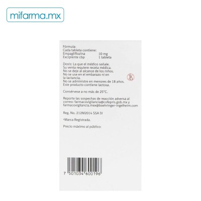 Jardianz 10 mg 30 Tabletas - Mi Farma